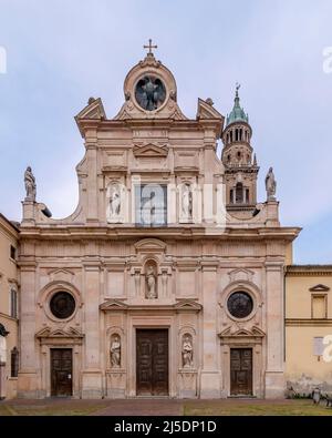 Facade of the church of San Giovanni Evangelista, historic center of Parma, Italy Stock Photo