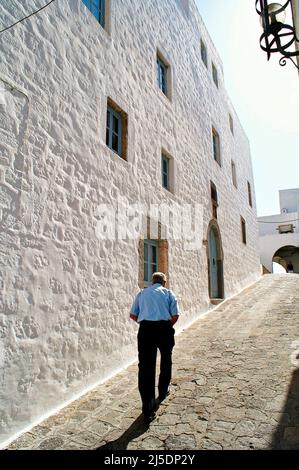 Greece, Patmos island, street view at Hora town, August 14 2006. Stock Photo