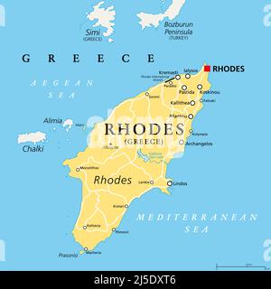 Italian Islands Rhodes Map map of rhodes Stock Photo - Alamy