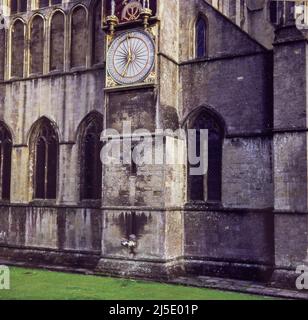 Well Cathedral Clock. Taken in 1977. Stock Photo