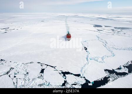 Nuclear Icebreaker breaking the ice in arctic waters Stock Photo