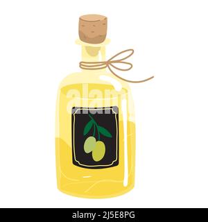 Bottle of Olive oil. Vector illustration of Olive Oil in cartoon style isolated on white Stock Vector