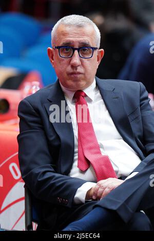 Mediolanum Forum, Milan, Italy, April 21, 2022, General Manager Christos Stavropoulos (AX Armani Exchange Olimpia Milano)  during  AX Armani Exchange Stock Photo