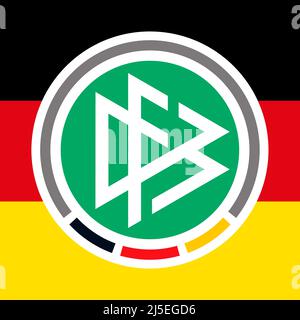 Germany football federation logo with national flag, FIFA World Cup 2022, illustration Stock Photo