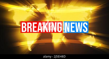 Blazing and Glowing World Map Abstract Media Broadcasting Style Background. Modern Breaking news concept backdrop Stock Photo