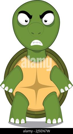 Vector character illustration of a cartoon turtle with an angry expression Stock Vector