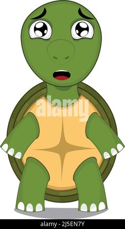 Vector character illustration of a cartoon turtle with a scared expression Stock Vector