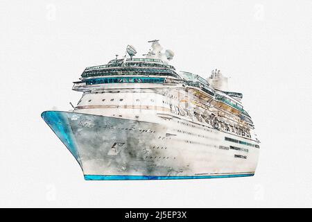 Sketch cruise ship coloring book cartoon Vector Image