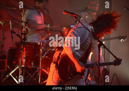 April 21, 2022, Naples, Italy: The musical group ''I Ministri'', Italian alternative rock, formed in Milan in 2003, perform at the Duel Club in Pozzuoli (Naples) (Credit Image: © Mariano Montella/Pacific Press via ZUMA Press Wire) Stock Photo