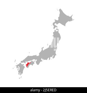 Ehime prefecture highlighted on the map of Japan Stock Vector Image ...