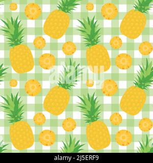 Seamless vector pattern background of pineapples made of simple illustrations. Stock Vector