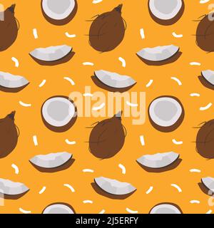 Seamless vector pattern background of coconuts made of simple illustrations. Stock Vector