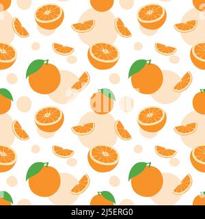 Seamless vector pattern background of oranges made of simple illustrations. Stock Vector