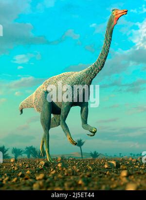 Artwork of dinosaur Gallimimus Stock Photo