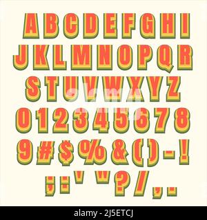 Colorful Retro Text Effect Letter alphabet stylized Stock Vector