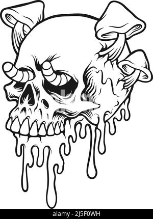 trippy skull drawings