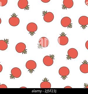 Seamless vegetable pattern with whole tomatoes Stock Vector