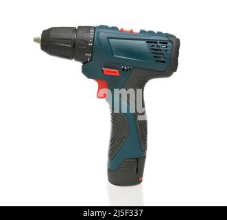 Electric screwdriver isolated on white background. Element of design. Boulding tool and equipment. Stock Photo