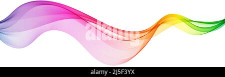 Abstract smoky waves background.Transparent multicolored abstract wave flow. Stock Vector