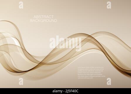 Light brown abstract background. A stream of wavy lines on a light brown background. Abstract wave background. Stock Vector