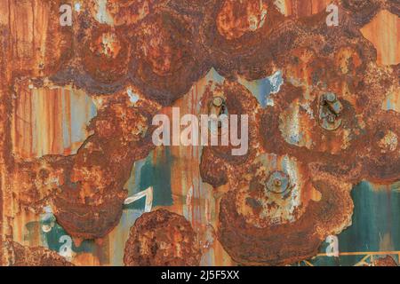Beautiful rusted background wall of an oldtrain wagon Stock Photo