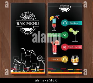 Vector illustration design menu for cocktail bar in the corporate style. Brochure template Stock Vector