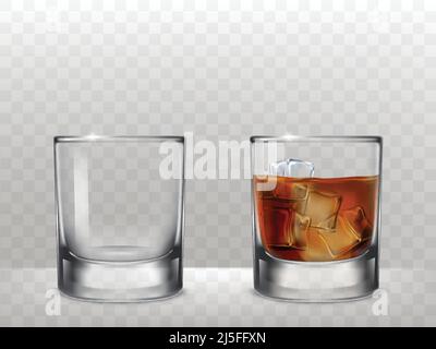 Set of vector illustrations of glasses for alcohol in a realistic style Stock Vector