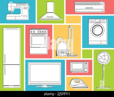 Set of household appliances Stock Vector