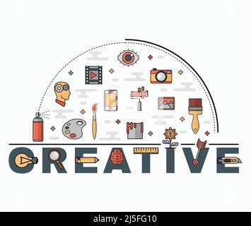 Flat style thin line art design. Set of vector icons and elements of application development, project development. The modern concept of a design Stock Vector