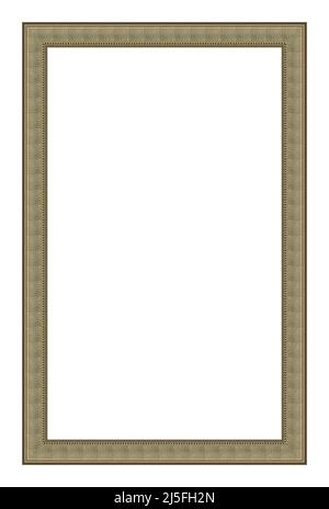 Rectangular empty wooden and silver gilded frame isolated on white background Stock Photo