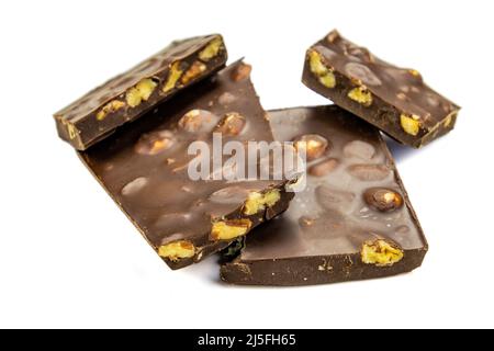 piece of hazelnut chocolate on a white background Stock Photo