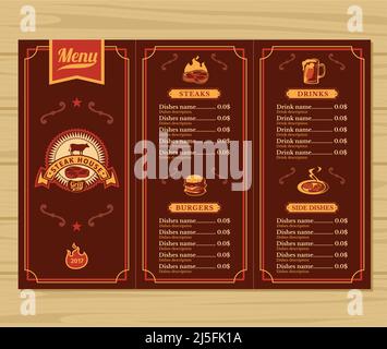 Vector illustration template flyer for the restaurant, cafe menu Stock Vector