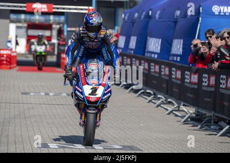 NÂ°1 Toprak Razgatlioglu TUR Yamaha YZF R1 Pata Yamaha with Brixx WorldSBK during Motul Dutch Round - FIM Superbike World Championship 2022 - Superpole, World SuperBike - SBK in Assen (Netherlands), Netherlands, April 23 2022 Stock Photo