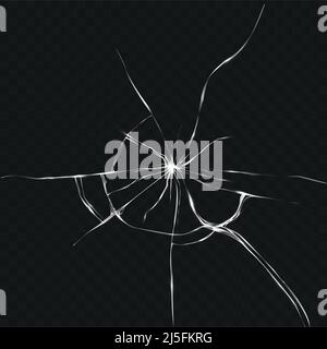 Vector illustration in realistic style of broken, cracked glass. Template, texture, design element Stock Vector