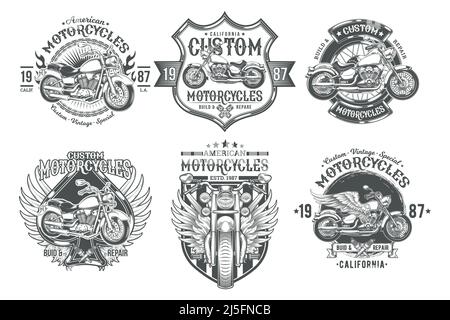Grand prix racing crazy pistons motorclub black emblems set isolated vector  illustration Stock Vector Image & Art - Alamy