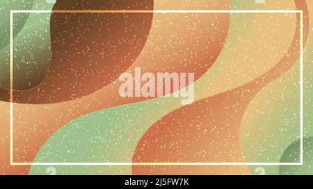 Abstract nature color background dynamic waves pattern and dotted grain spread with frame line. Vector graphic illustration Stock Vector
