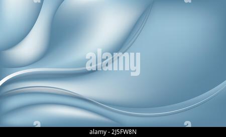 Abstract blue background 3D fluid wave gradient shapes pattern with lines elements. Vector illustration Stock Vector