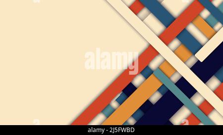 Abstract stripes weave retro color style on white background. Vector graphic illustration Stock Vector