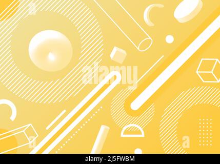 Abstract pattern 3D geometric elements yellow background. Vector graphic illustration Stock Vector