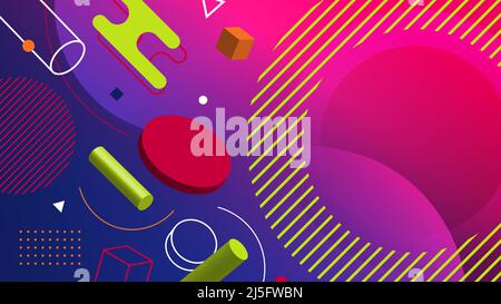 Abstract pattern 3D geometric elements colorful background. Vector graphic illustration Stock Vector
