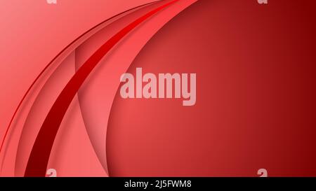 Banner design template abstract curved shapes overlapping layer red background paper cut style. Vector illustration Stock Vector