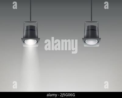 A set of vector illustrations of ceiling lamps with the light turned on and not in a realistic style. Stock Vector