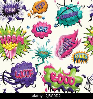 Vector seamless pattern of comic icon, comic book wallpaper Stock Vector