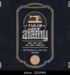 Vector illustration of classic tailor emblem, signage Stock Vector