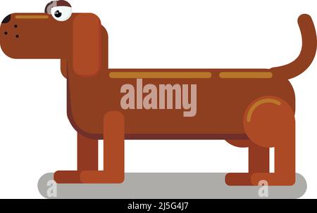 Vector illustration of cute and funny cartoon dachshund puppy in a flat style Stock Vector