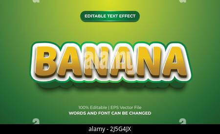 Banana 3d text effect fruit graphic style design Stock Vector