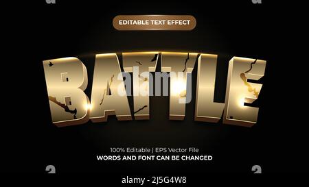 Battle 3d golden text effect design Stock Vector