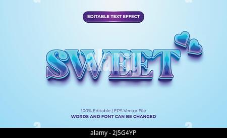 Sweet 3d editable text effect with heart shape design Stock Vector