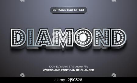 Diamond 3d silver text effect design Stock Vector