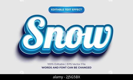 Snow 3d text effect vector graphic style Stock Vector